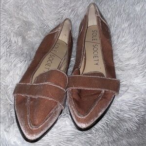 Sole Society Pink Velvet Loafers